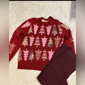 No Boundaries Burgundy Sweater and pants set sze med